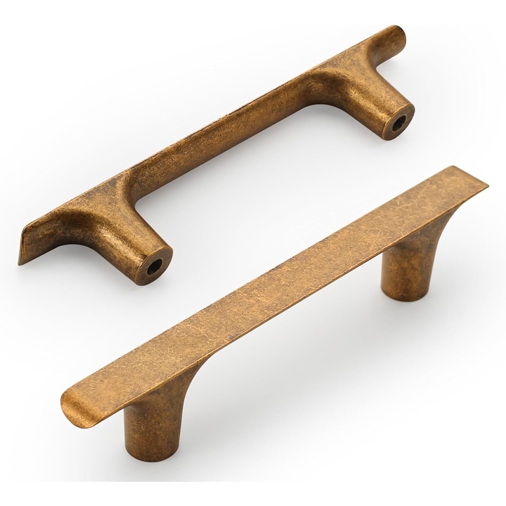 Set 7 manere mobila, din Otel Inoxidabil, in forma de T, Distanta gauri 96 mm/Lungime 151 mm, bronz antichizat