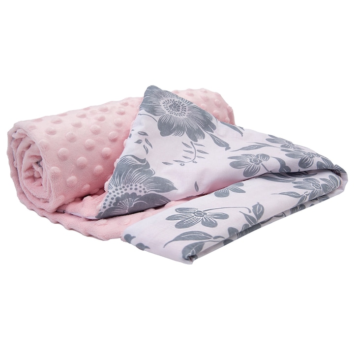 Бебешко одеяло, Medi Partners, модел Бери, памук/полиестер, 75x100 см, розово/бяло