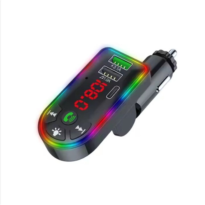 Modulator FM, Functie Apel, Bluetooth 5.0, Incarcare rapida, Micro SD, USB, RGB