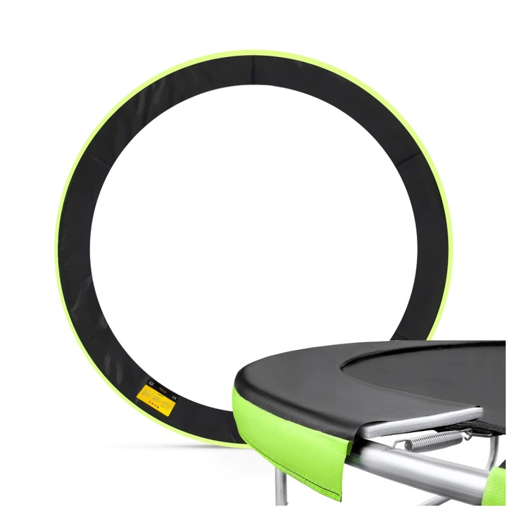 Husa de primavara pentru trambuline, 4FIZJO, dimensiune 10FT, material spuma, grosime 1,5 cm, latime 28 cm, ideala pentru a o schimba atunci cand cea veche nu mai este potrivita, de asemenea, negru/verde
