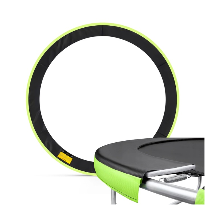 Husa de primavara pentru trambuline, 4FIZJO, dimensiune 6FT, material spuma, grosime 1,5 cm, latime 25 cm, ideala pentru a o schimba atunci cand cea veche nu mai este potrivita, de asemenea, negru/verde