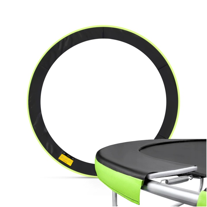 Husa de primavara pentru trambuline, 4FIZJO, dimensiune 8FT, material spuma, grosime 1,5 cm, latime 25 cm, ideala pentru a o schimba atunci cand cea veche nu mai este potrivita, de asemenea, negru/verde