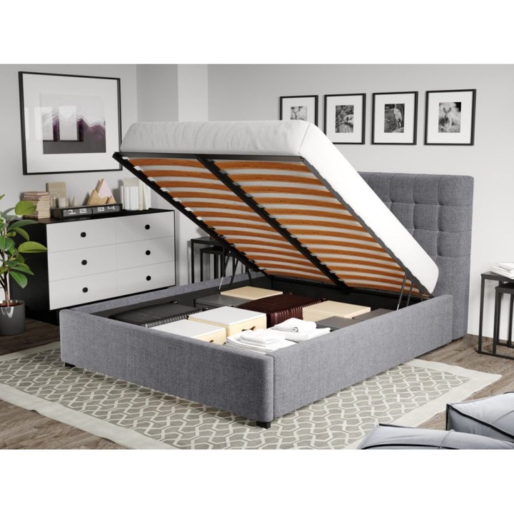 Pat Tapitat, pentru Saltea de 190, Rivo Rabatabil, 180x190, Gri/Eden 18