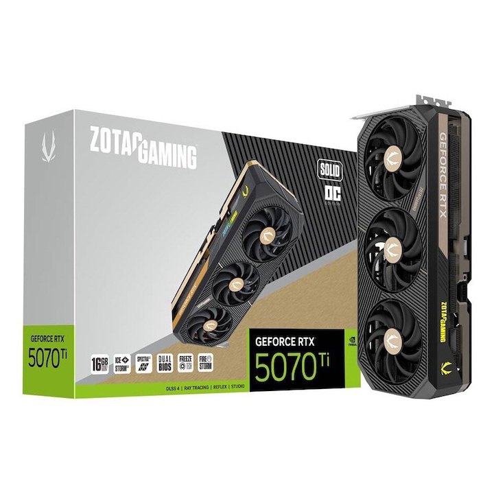 Видеокарта, ZOTAC, GeForce RTX 5070 Ti 16GB, 256 bit, активна, черна, 329.7x137.8x67.8mm