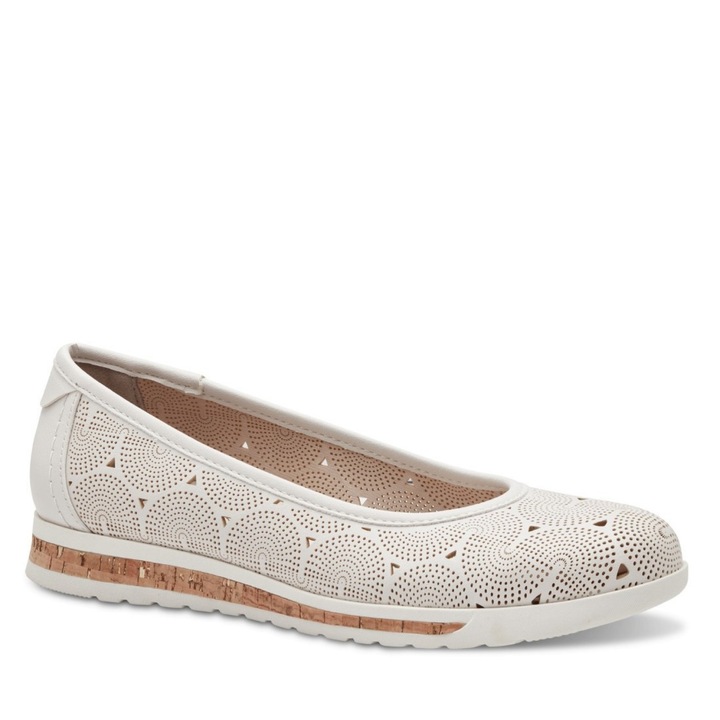 Jana Jana Soft Line női lyukacsos fehér balerina cipő 22178-44-100 07543
