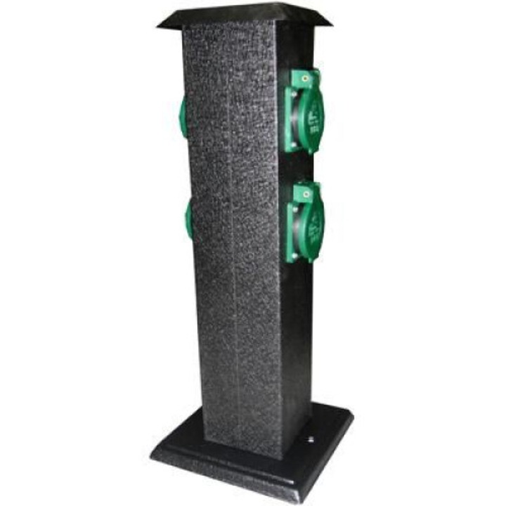 Distribuitor gradina, 4 prize schuko cu capac, IP44, dimensiuni 390x150x150mm, negru, Mentavill