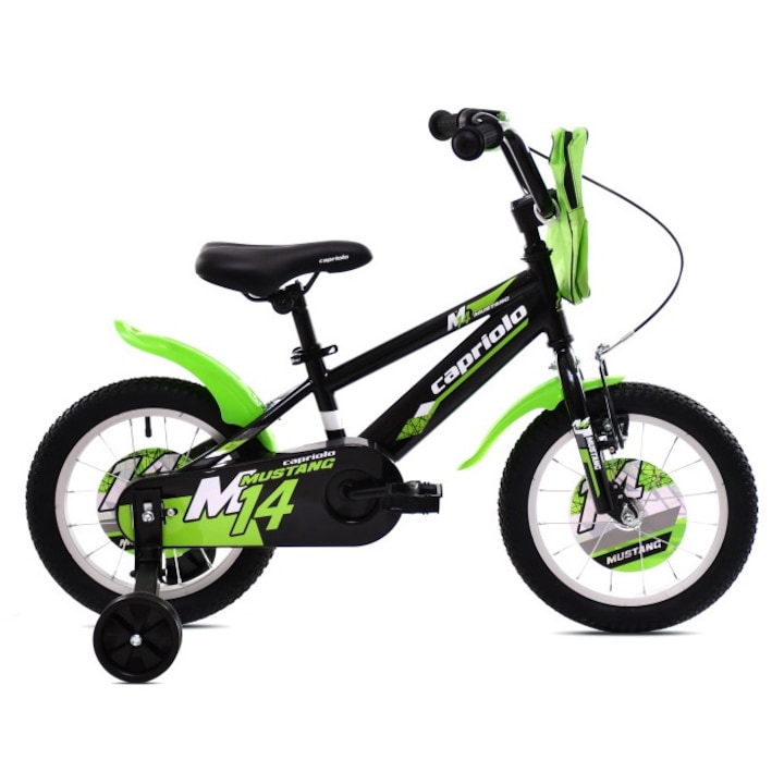 Capriolo Mustang 14" gyerek kerékpár Fekete-Zöld