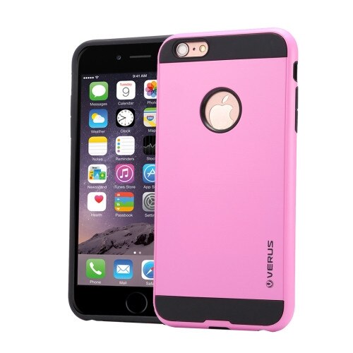Husa protectie iPhone 6 PLUS si 6S PLUS, din TPU Protective si PC Brushed, VERUS - Roz/Negru