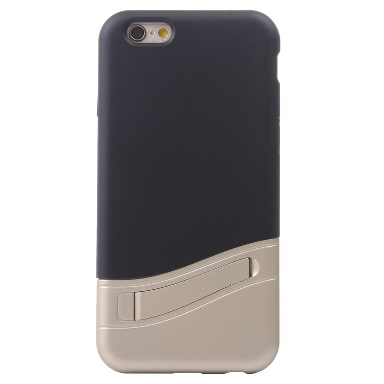 Husa protectie Bi-COLOR pntru iPhone 6 si 6S, Functie de stand, Negru/Argintiu