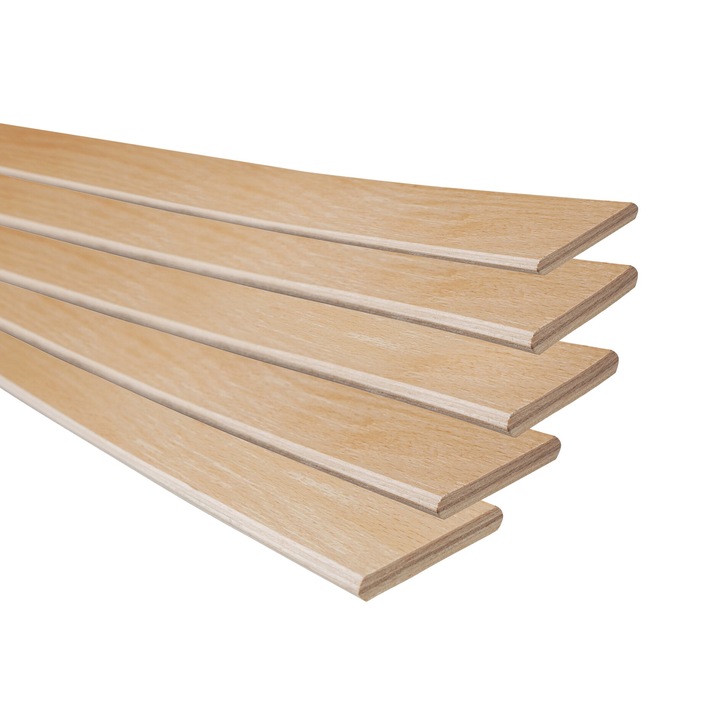 Set 10 lame elastice din lemn laminat pentru somiere de 90 cm LENDO, 53x8x895mm, din lemn de fag