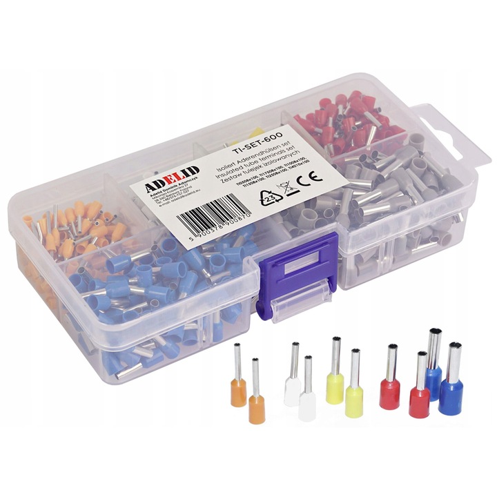 Set conectori ADELID 0,5-4,0mm2, 600 bucati, organizator transparent