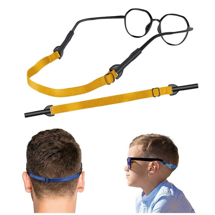 Snur pentru ochelari, Stylion, elastic, antiderapant, galben, 20x32cm