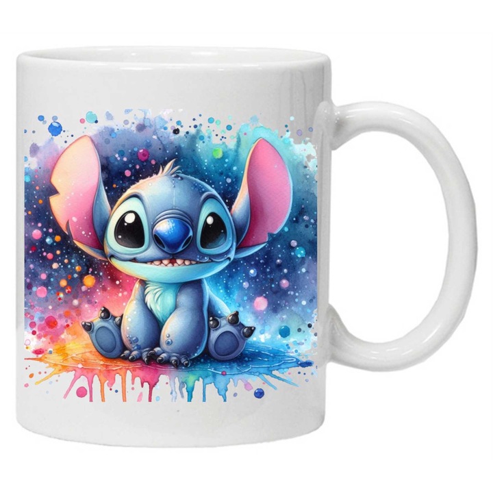 Cana personalizata cu imprimeu "STITCH 2", 2, Alb, Ceramica, 330 ml, CRD PRINT