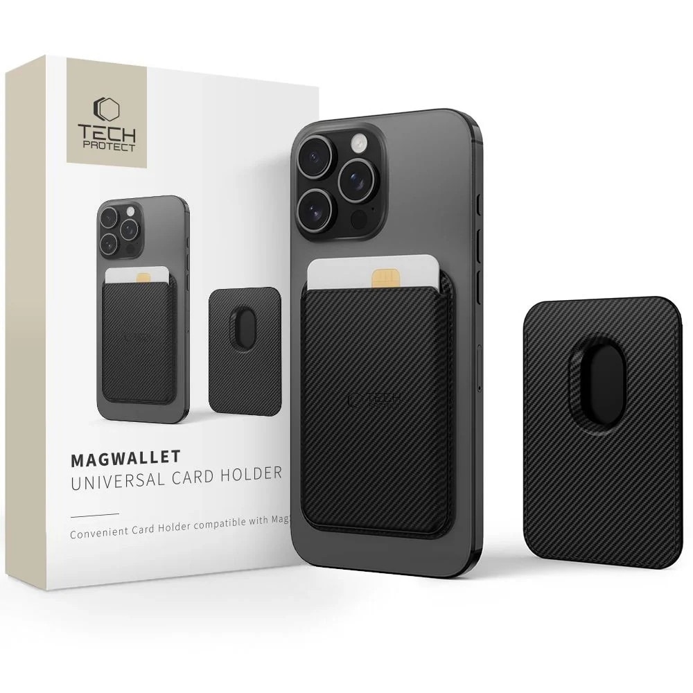 Portofel MagSafe, Tech-Protect, Magwallet Carbon, Negru