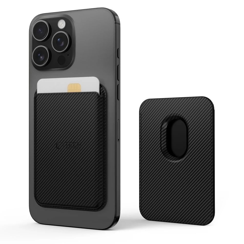 Portofel MagSafe, Tech-Protect, Magwallet Carbon, Negru