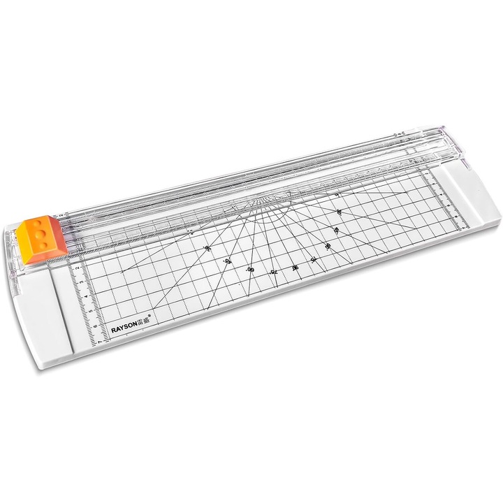 Papírvágó guillotine, Bogadini®, univerzális papírvágó gép, 4 darab vágó utántöltő mellékelve, A3, A4, A5 formátumú fehér