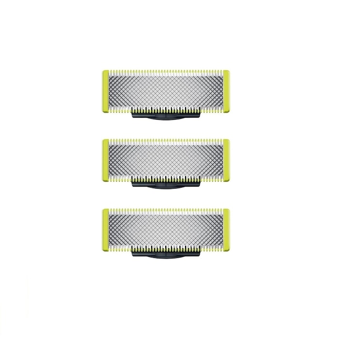 3 db OneBlade QP250/50 pótpenge készlet, Philips OneBlade készülékkel kompatibilis, kompakt kialakítás, nedves és száraz használatra, rozsdamentes acél, zöld