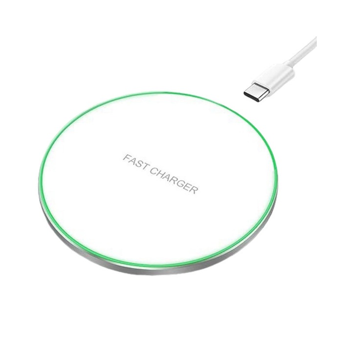 Incarcator Wireless, Fast-Charging 20W, incarcare rapida, compatibil iPhone 17/16/15/14/13/12/11, Samsung, Huawei, LG, Alb