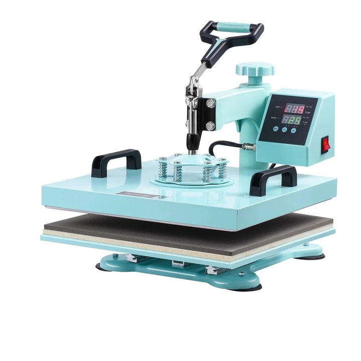 Термопреса, 8 в 1, цифрово управление, стомана, черна