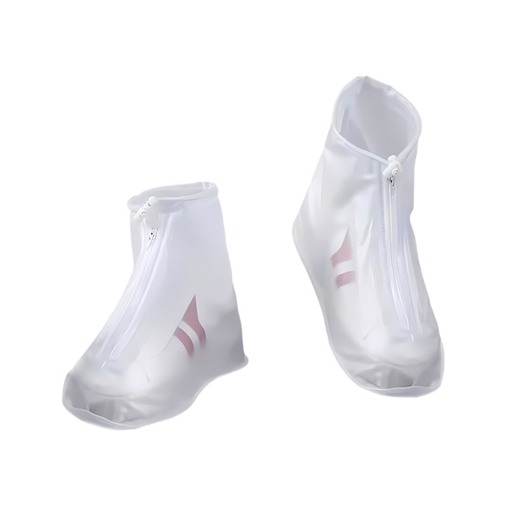 Huse impermeabile pentru încălțăminte reutilizabile, alb, 29,5cm, design anti-alunecare