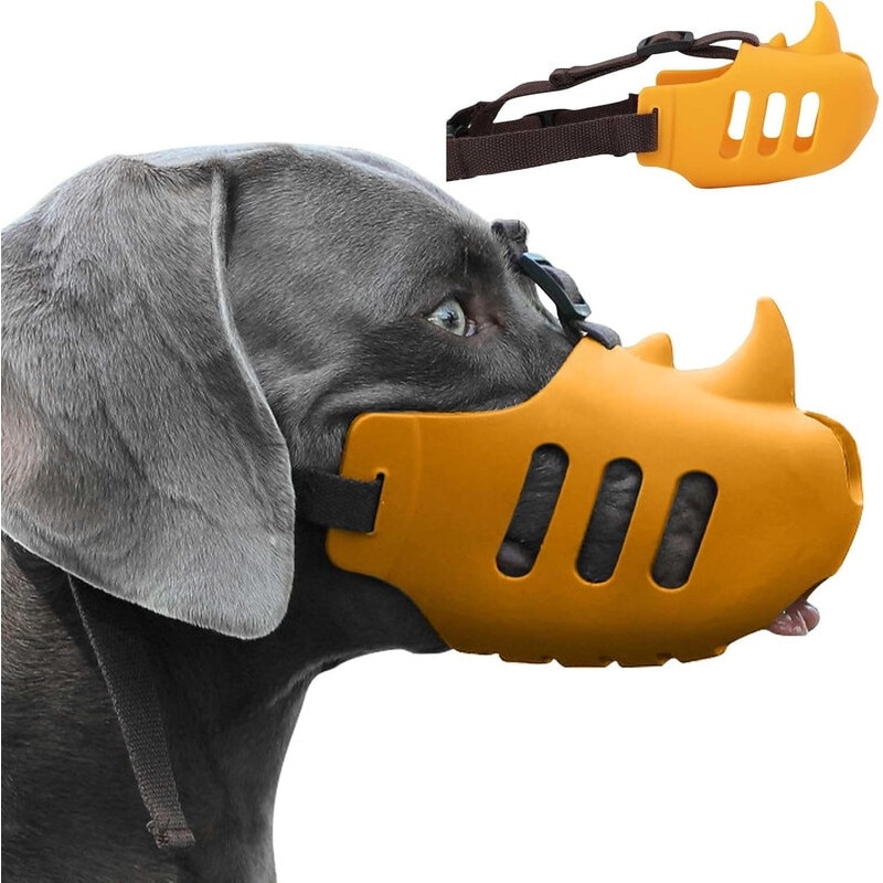 Masca Rinocer Accesoriu anti-mordere si anti-latrare, forma de rinocer, pentru caini ...