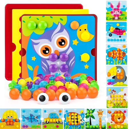 Joc educativ pentru copii 46 butoane colorate 12 imagini, WANDAVICTA®