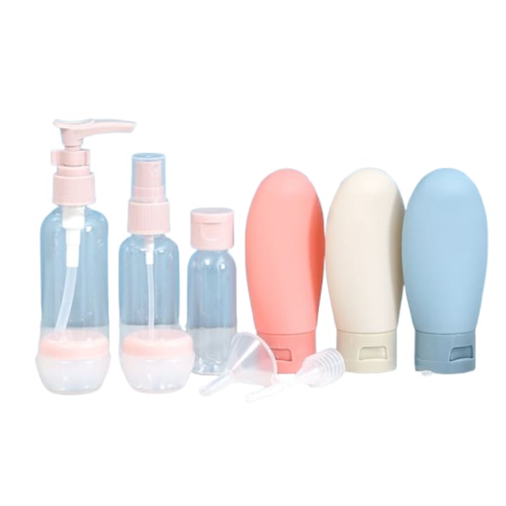 Utazó kozmetikai flakon készlet, többszínű, hordozható méret