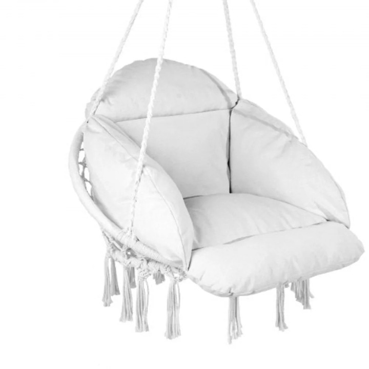 Висящ стол, VEVOR макраме, капацитет 120 кг, бял