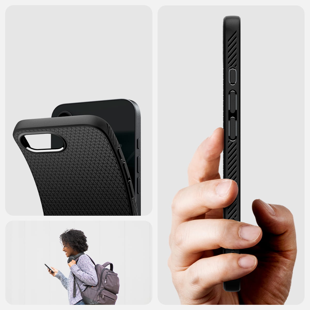 Husa telefon, Spigen, Pentru iPhone 16e, Negru, Liquid Air, Plastic