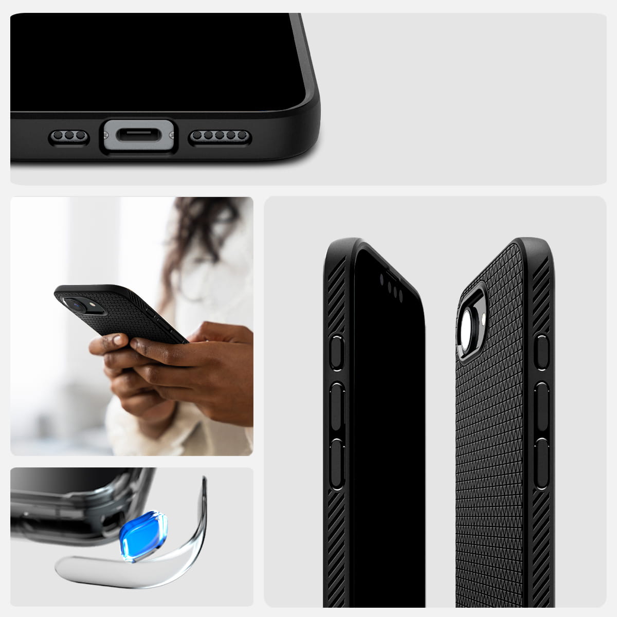 Husa telefon, Spigen, Pentru iPhone 16e, Negru, Liquid Air, Plastic