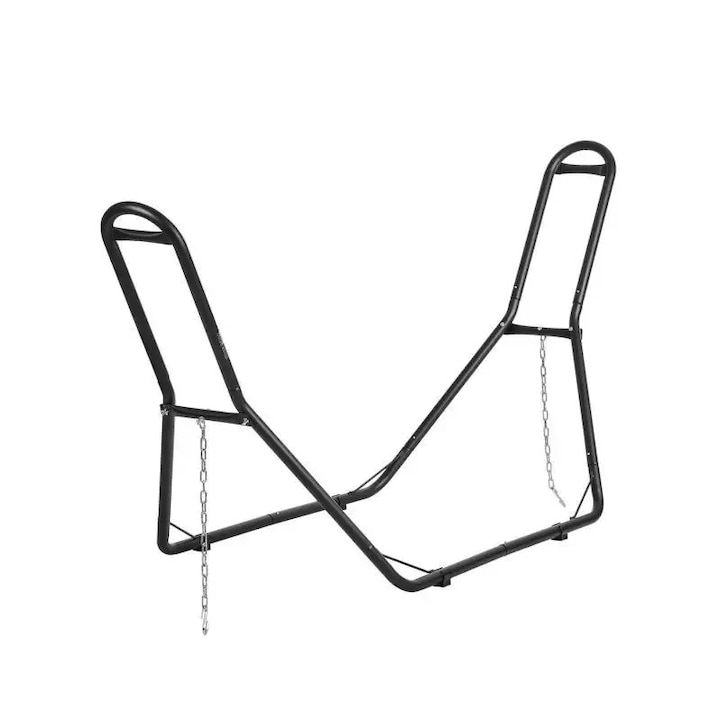 Стойка за хамак VEVOR, регулируема, капацитет 450 кг, черна, стомана, 283x90,4x121 см