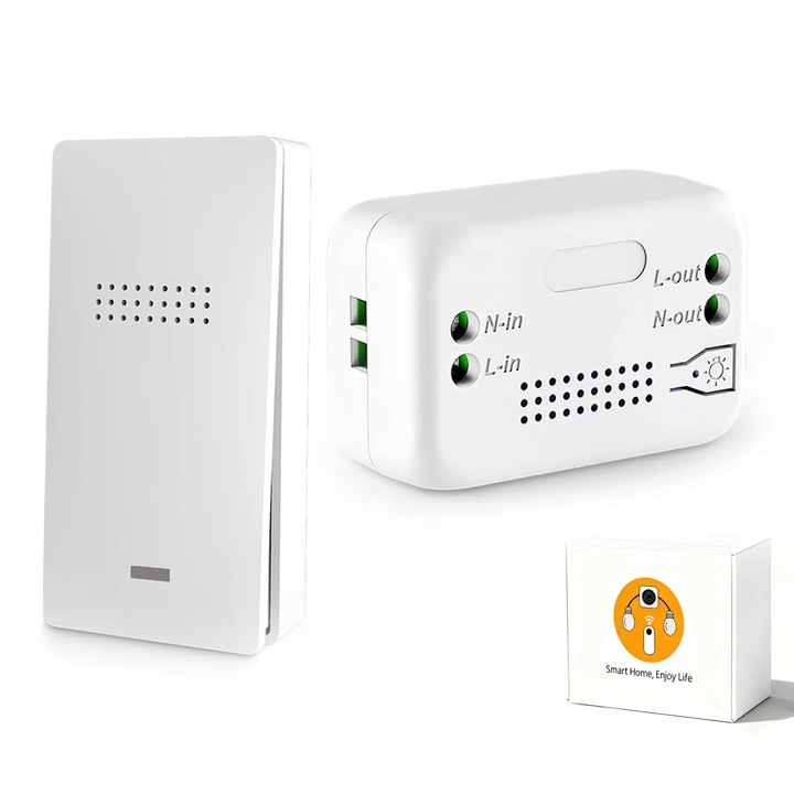 Comutator fara fir pentru lumina inteligenta, placa de perete RF, 10A, controler receptor releu, AC 90V-250V