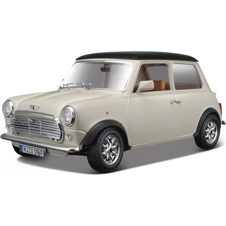 Bburago Mini Cooper 1969 modell autó 1:18 krém 20cm