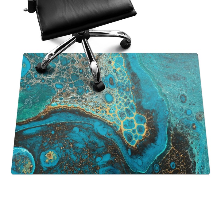 Íróasztal szék alátét, Wallfluent, Absztrakt textúra, Türkiz, 100x70 cm, 010250310010100017120