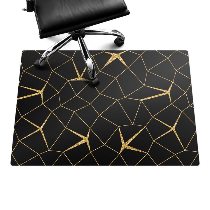 Székalátét, Wallfluent, Geometriai vonal minta, Fekete, 100x70 cm, 010250310010100030528