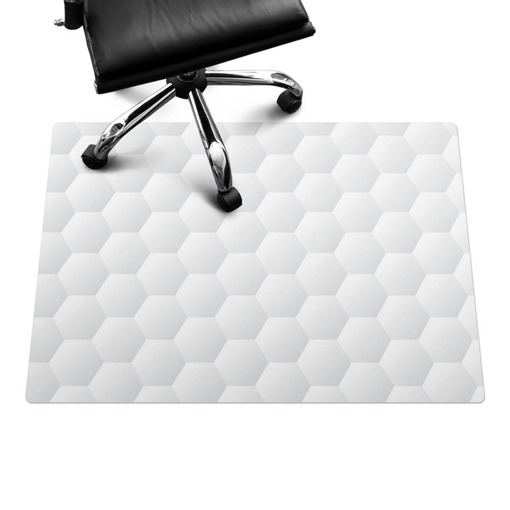 Szék szőnyeg, Wallfluent, Geometrikus 3D minta, Fehér, 100x70 cm, 010250310010100030531