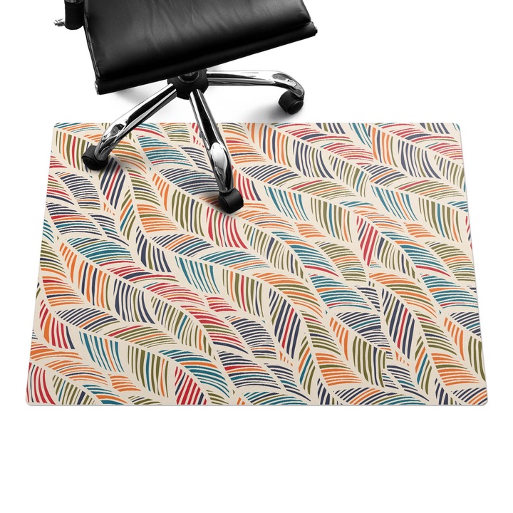 Szék szőnyeg, Wallfluent, Színes retro levelek, Többszínű, 100x70 cm, 010250310010100057206