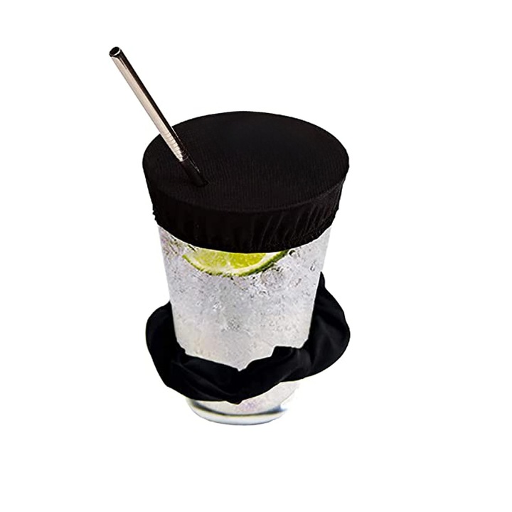 Többször használható italvédő szett 2 db, fekete, 5x12cm