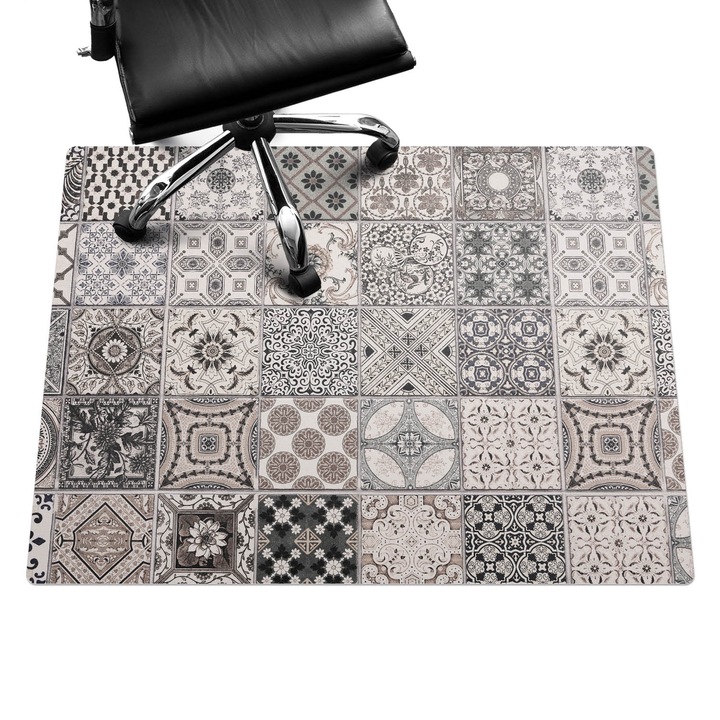 Székalátét, Wallfluent, Retro stílusú csempe, Szürke, 120x90 cm, 010250310020100007834