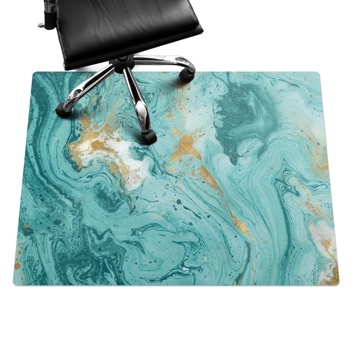 Szék alátét szőnyeg, Wallfluent, Márvány sis-flores, Türkiz, 120x90 cm, 010250310020100019114