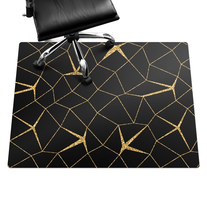 Székalátét, Wallfluent, Geometriai vonal minta, Fekete, 120x90 cm, 010250310020100030528