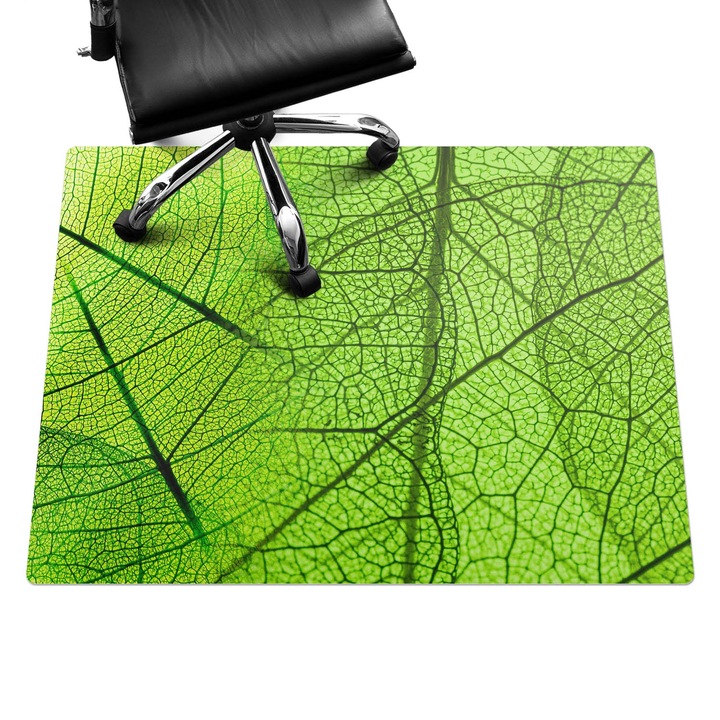 Szék alátét szőnyeg, Wallfluent, Levél közelről, Zöld, 120x90 cm, 010250310020100077243