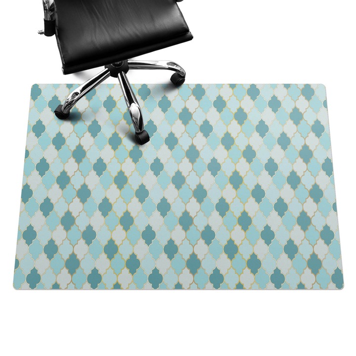 Szék alátét szőnyeg, Wallfluent, Marokkói mozaik, Türkiz, 140x100 cm, 010250310030100033349