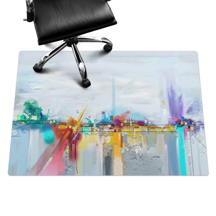 Székalátét, Wallfluent, Absztrakt táj, Szürke, 140x100 cm, 010250310030100074939