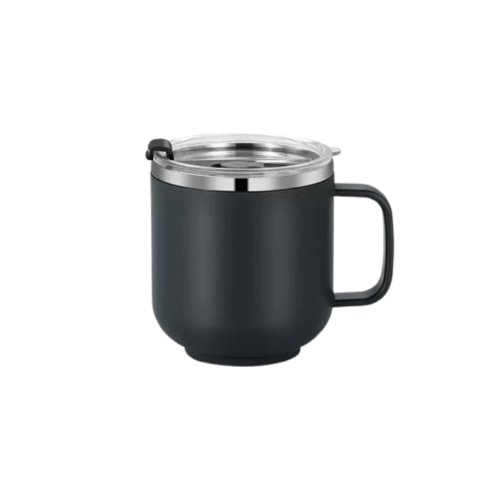 Cana de cafea cu capac, otel inoxidabil,negru