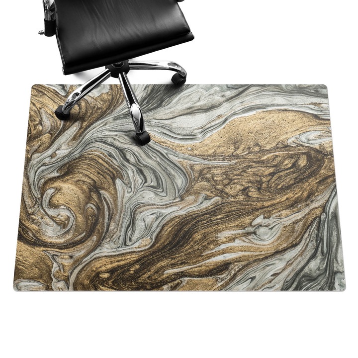 Padlóvédő székalátét, Wallfluent, Márvány kavarog, Barna, 140x100 cm, 010250310030100077416