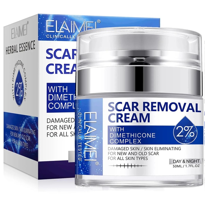 Crema de indepartare a cicatricilor Elaimei, 50 ml, 2% dimeticona, fara ulei mineral, fara parabeni