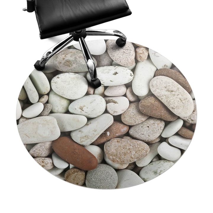 Irodai szék szőnyeg, Wallfluent, Kövek a tengerparton, Bézs, fi100 cm, 010250310040000001984