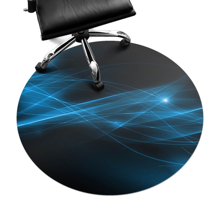 Íróasztal szék alátét, Wallfluent, Fényes vonalak, Kék, fi100 cm, 010250310040000004875