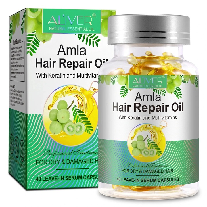 Capsule cu ser pentru repararea parului Aliver, Amla, 40 buc
